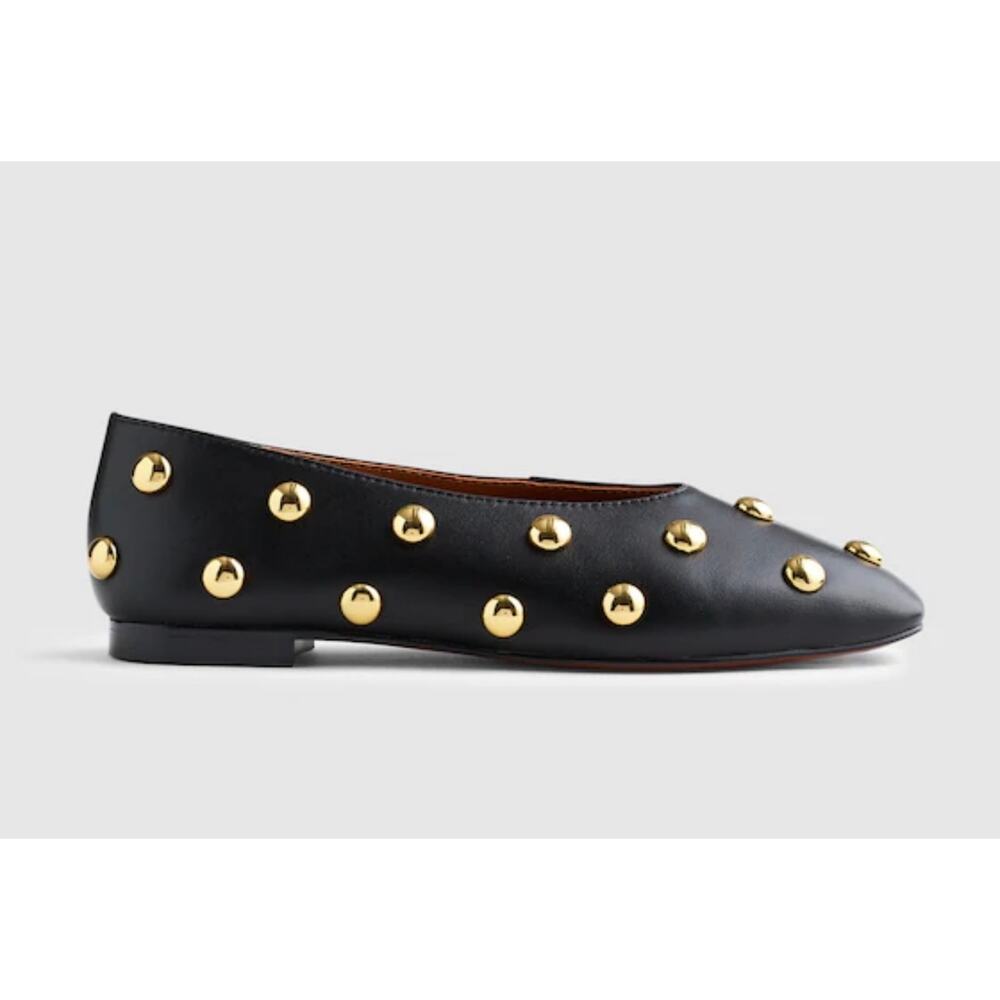Madewell Mylie Stud Embellished Ballet Flat Classic True Black Size 10.5 NWOT - Picture 3 of 12